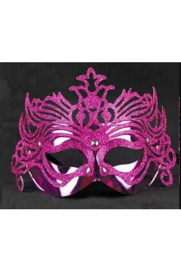 Metalik Fuşya Pembe Renk Masquerade Kelebek Simli Parti Maskesi 23x14 cm  