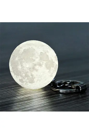 3D Led Anahtarlık  Moon Lamba Işıklı Ay Anahtarlık  