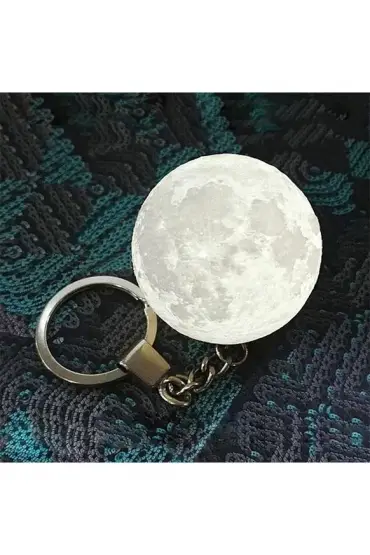 3D Led Anahtarlık  Moon Lamba Işıklı Ay Anahtarlık  