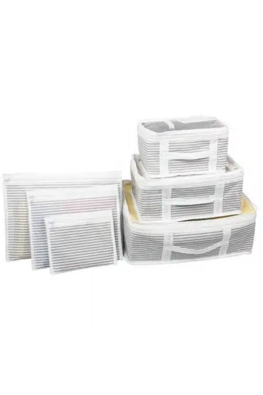 Bavul İçi Düzenleyici Valiz  Organizer 6 lı Set - Çizgili  