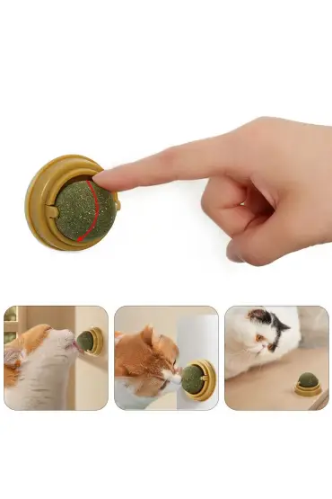 Duvara Yapışan Dönen Kedi Nanesi Cat Mint Oyun Topu Doğal Catnipli Kedi Oyuncağı  