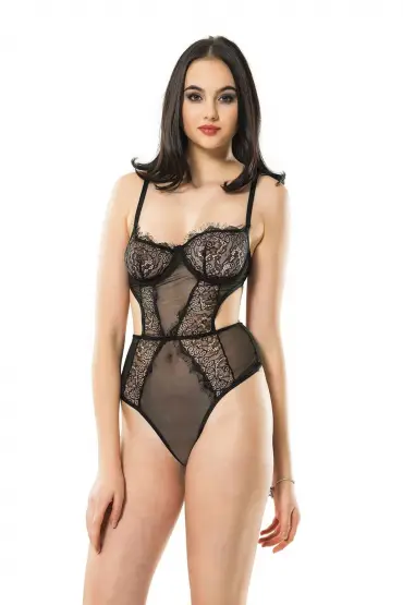 Siyah Dantelli Bodysuit