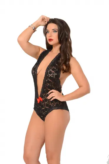 Siyah Dantel Bodysuit