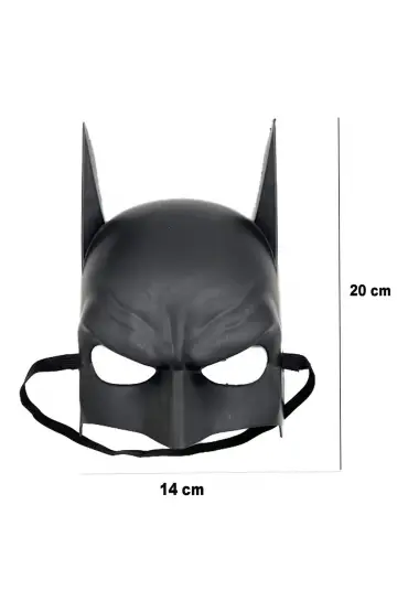 Siyah Renk Çocuk Boy Arkadan Lastikli Batman Maskesi A Kalite  20x14 cm  