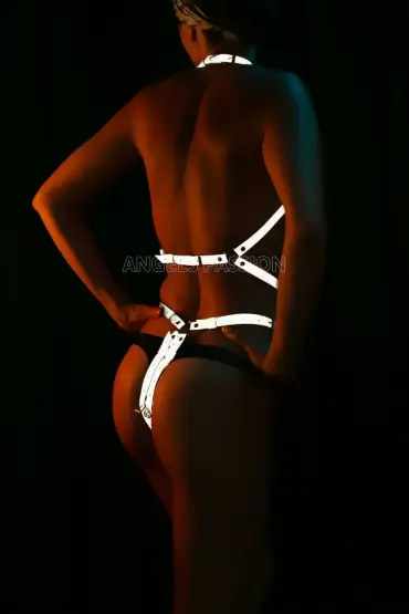  41 Zımba Detaylı Reflektörlü Body Harness - Ürün Rengi:Beyaz