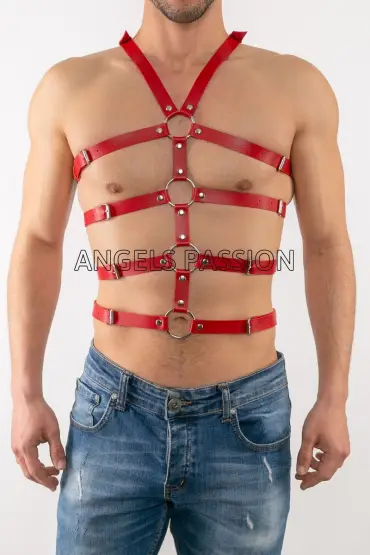  41 Seksi Erkek Body Harness, Deri Erkek Body Harness - Ürün Rengi:Siyah