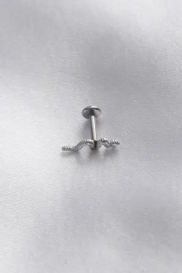  741 -  316L Cerrahi Çelik Gümüş Renk Yılan Tragus Piercing