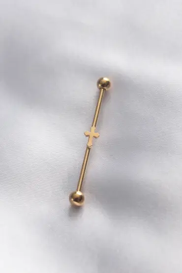  741 -  316L Cerrahi Çelik Gold Renk Köprü Piercing