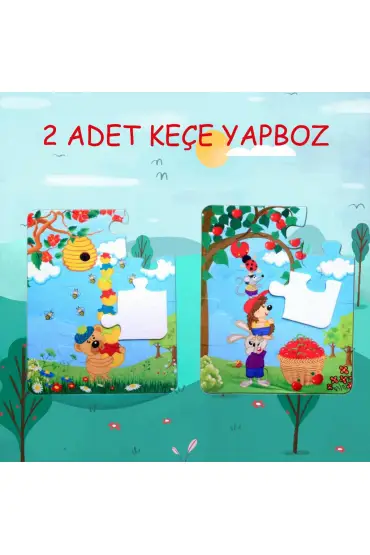  247  Elmacı Ayı 3+ Keçe Yapboz - 3 Yaş Puzzle