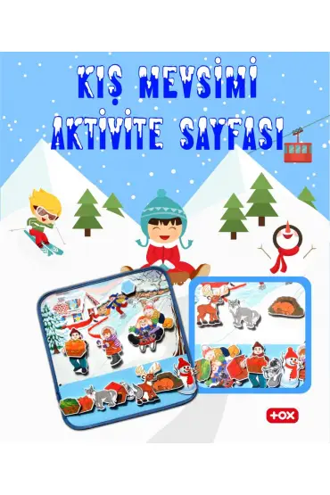  247 4 Set - 50 Parça  Dört Mevsim Keçe Cırtlı Aktivite Sayfası - Çocuk Etkinlik , Eğitici Oyuncak