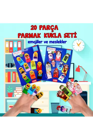  247 2 Set - 20 Parça  Emojiler ve Meslekler Parmak Kukla