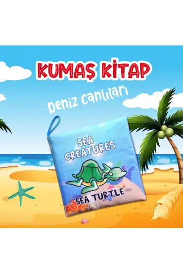  247  İngilizce Deniz Canlıları Kumaş Sessiz Kitap