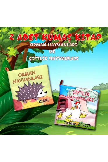  247 2 Kitap  Çiftlik Hayvanlar ve Orman Hayvanları Kumaş Sessiz Kitap