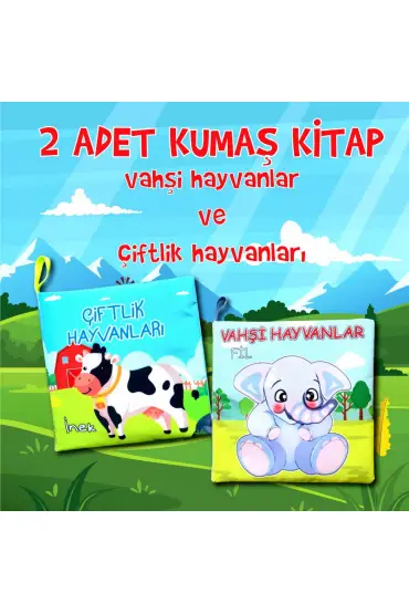  247 2 Kitap  Çiftlik Hayvanlar ve Vahşi Hayvanlar Kumaş Sessiz Kitap