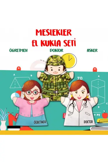  247 3 Parça  Meslekler El Kukla Set , Eğitici Oyuncak