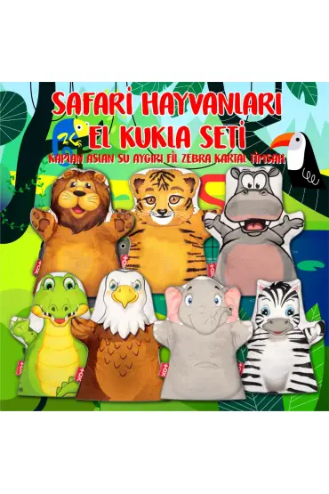  247 7 Parça  Safari Hayvanlar El Kukla Set , Eğitici Oyuncak