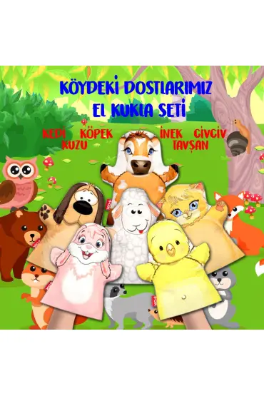  247 6 Parça  Köydeki Dostlarımız El Kukla Set , Eğitici Oyuncak