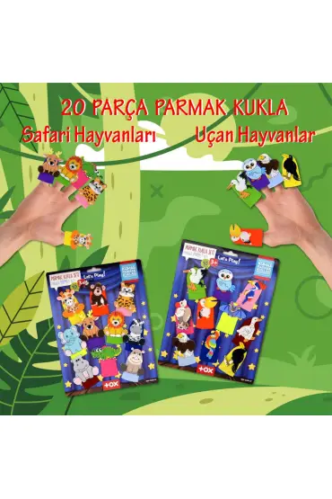  247 2 Set - 20 Parça  Safari ve Uçan Hayvanlar Parmak Kukla