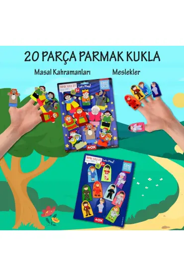  247 2 Set - 20 Parça  Masal Kahramanları ve Meslekler Parmak Kukla