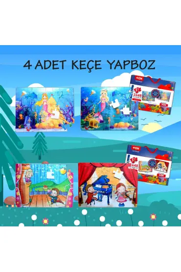  247 4 Set - 96 Parça  Deniz Kızı ve Sahne 5+ Keçe Yapboz - 5 Yaş Puzzle