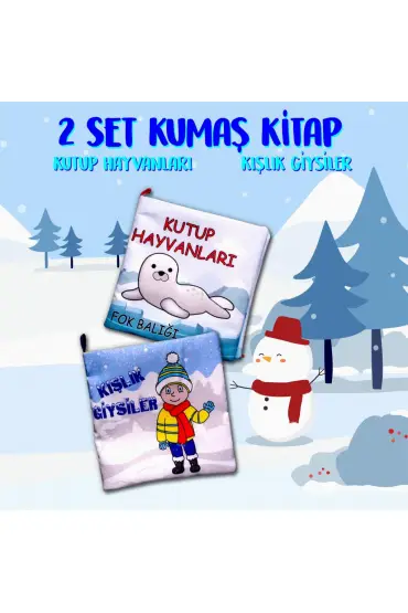  247 2 Kitap  Kutup Hayvanları ve Kışlık Giysiler Kumaş Sessiz Kitap