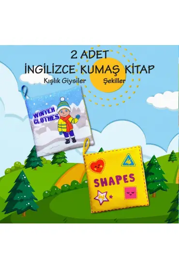  247 2 Kitap  İngilizce Kışlık Giysiler ve Şekiller Kumaş Sessiz Kitap