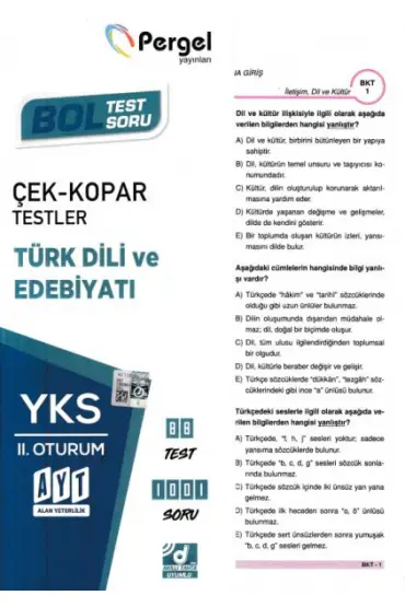  404 Pergel AYT Türk Dili ve Edebiyatı Çek-Kopar Yaprak Test (Yeni)