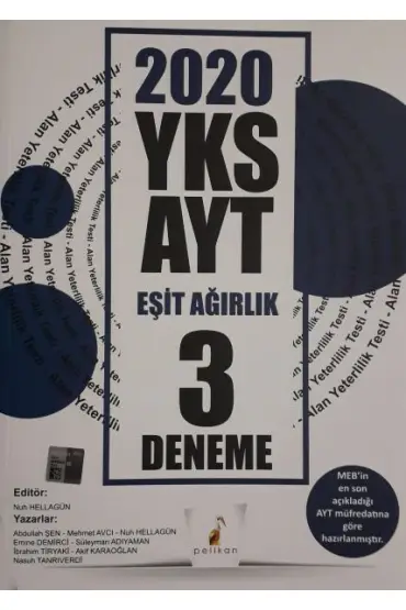  404 Pelikan 2020 YKS AYT Eşit Ağırlık 3 Deneme (Yeni)