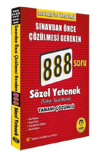  Tasarı DGS ALES TYT KPSS MSÜ Sözel Yetenek 888 Soru Bankası Çözümlü