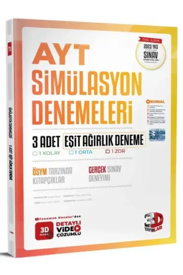  3D 2023 AYT 3D Eşit Ağırlık 3'lü Simülasyon Deneme