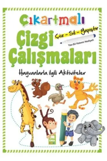  Çıkartmalı Çizgi Çalışmaları - Hayvanlarla İlgili Aktiviteler