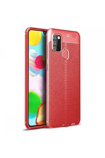  192 Samsung Galaxy A21s Kılıf Focus Derili Silikon - Ürün Rengi : Kırmızı