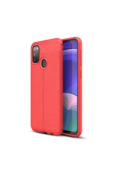  192 Samsung Galaxy M21 Kılıf Focus Derili Silikon - Ürün Rengi : Kırmızı