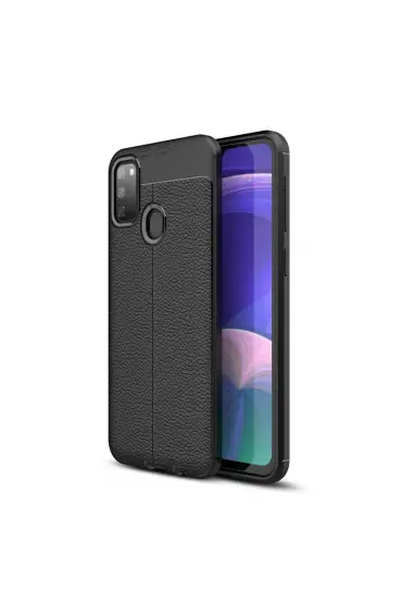  192 Samsung Galaxy M30s Kılıf Focus Derili Silikon - Ürün Rengi : Siyah