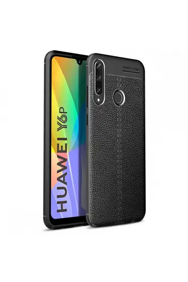  192 Huawei Y6p Kılıf Focus Derili Silikon - Ürün Rengi : Siyah