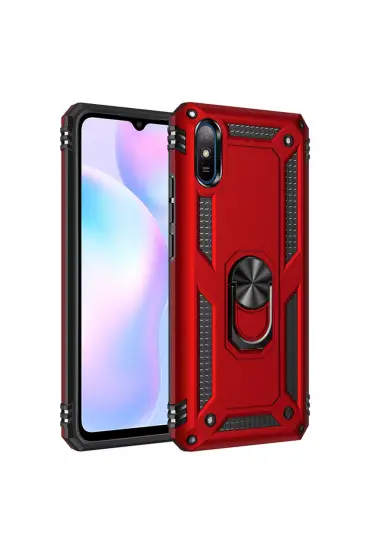  192 Xiaomi Redmi 9a Kılıf Sofya Yüzüklü Silikon Kapak - Ürün Rengi : Siyah