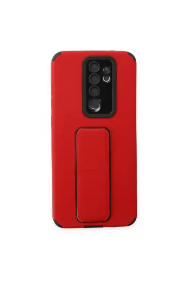  192 Xiaomi Redmi Note 8 Pro Kılıf Mega Standlı Silikon - Ürün Rengi : Kırmızı