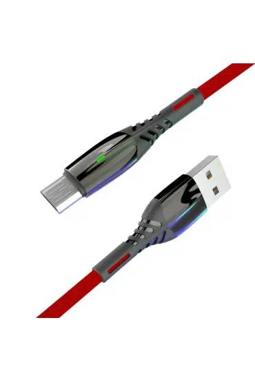  S91 Ledli Micro Usb Kablo 1m 2.4a - Ürün Rengi : Kırmızı