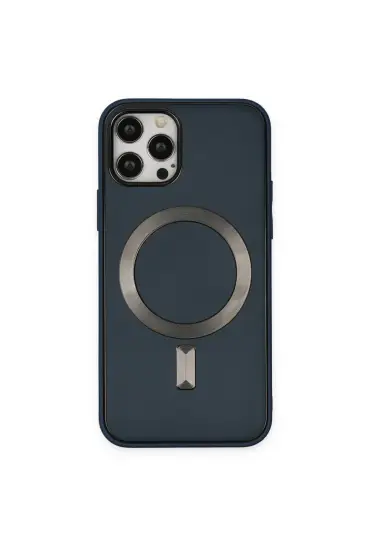  İphone 12 Pro Kılıf Coco Deri Magneticsafe Silikon - Ürün Rengi : Sierra Blue