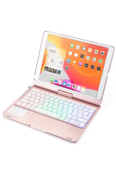  İpad Air 3 10.5 Kılıf Magic Dönen Klavyeli Tablet Kılıf - Ürün Rengi : Gümüş