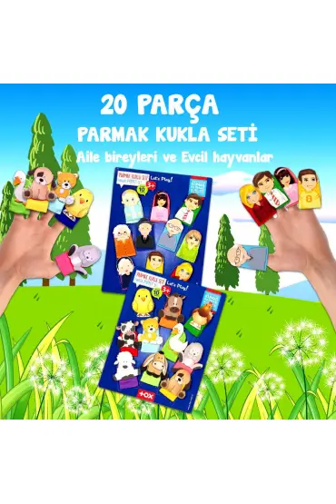  247 2 Set - 20 Parça  Evcil Hayvanlar ve Aile Bireyleri Parmak Kukla