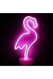 Neon Işıklı Flamingo Masa Gece Lambası USB+Pil