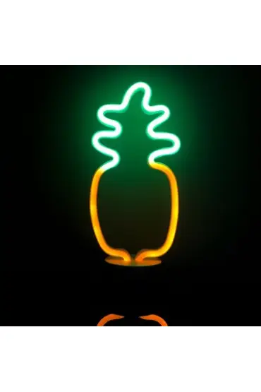 Neon Işıklı Ananas Masa Gece Lambası Pil+Usb