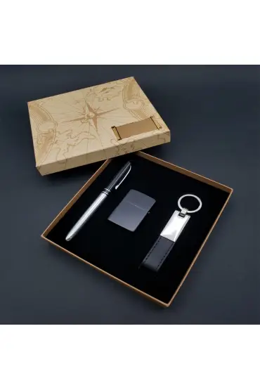 Kalem çakmak Anahtarlık Silver Set