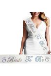 Bride To Be Saten Kuşak Beyaz Üzeri Hologramlı Metalize Gümüş Yazılı 160x9.5 cm