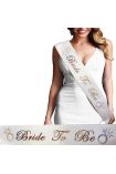 Bride To Be Saten Kuşak Beyaz Üzeri Hologramlı Metalize Rose Yazılı 160x9.5 cm