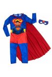 Çocuk Superman Kostümü - Pelerinli ve Maskeli Superman Kostüm 9-10 Yaş