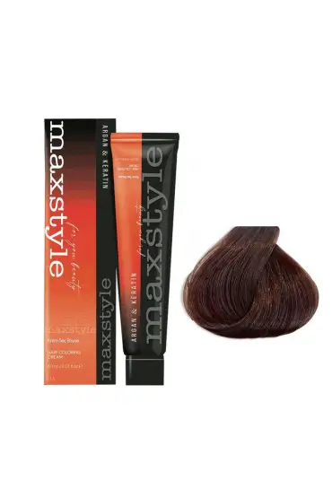 Maxstyle Argan Keratin Saç Boyası 6.35 Sütlü Çikolata  x 2 Adet + Sıvı oksidan 2 Adet