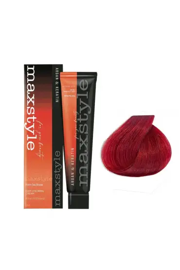 Maxstyle Argan Keratin Saç Boyası 66.46 Çilek Kızılı  x 2 Adet + Sıvı oksidan 2 Adet