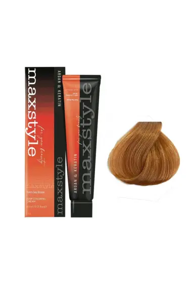 Maxstyle Argan Keratin Saç Boyası 8.34 Açık Karamel  x 2 Adet + Sıvı oksidan 2 Adet